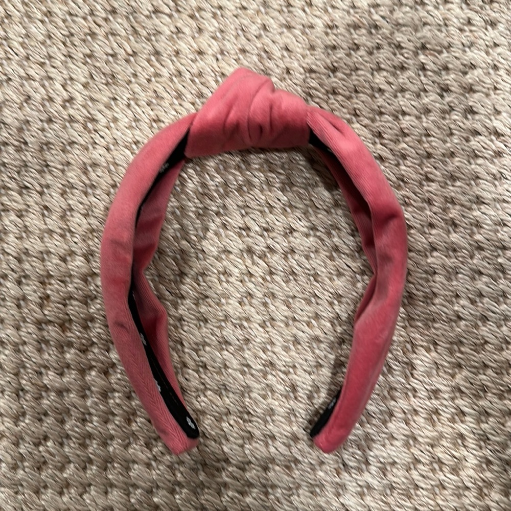 One Lele Sadoughi pink velvet headband. EUC. Includes dust bag.